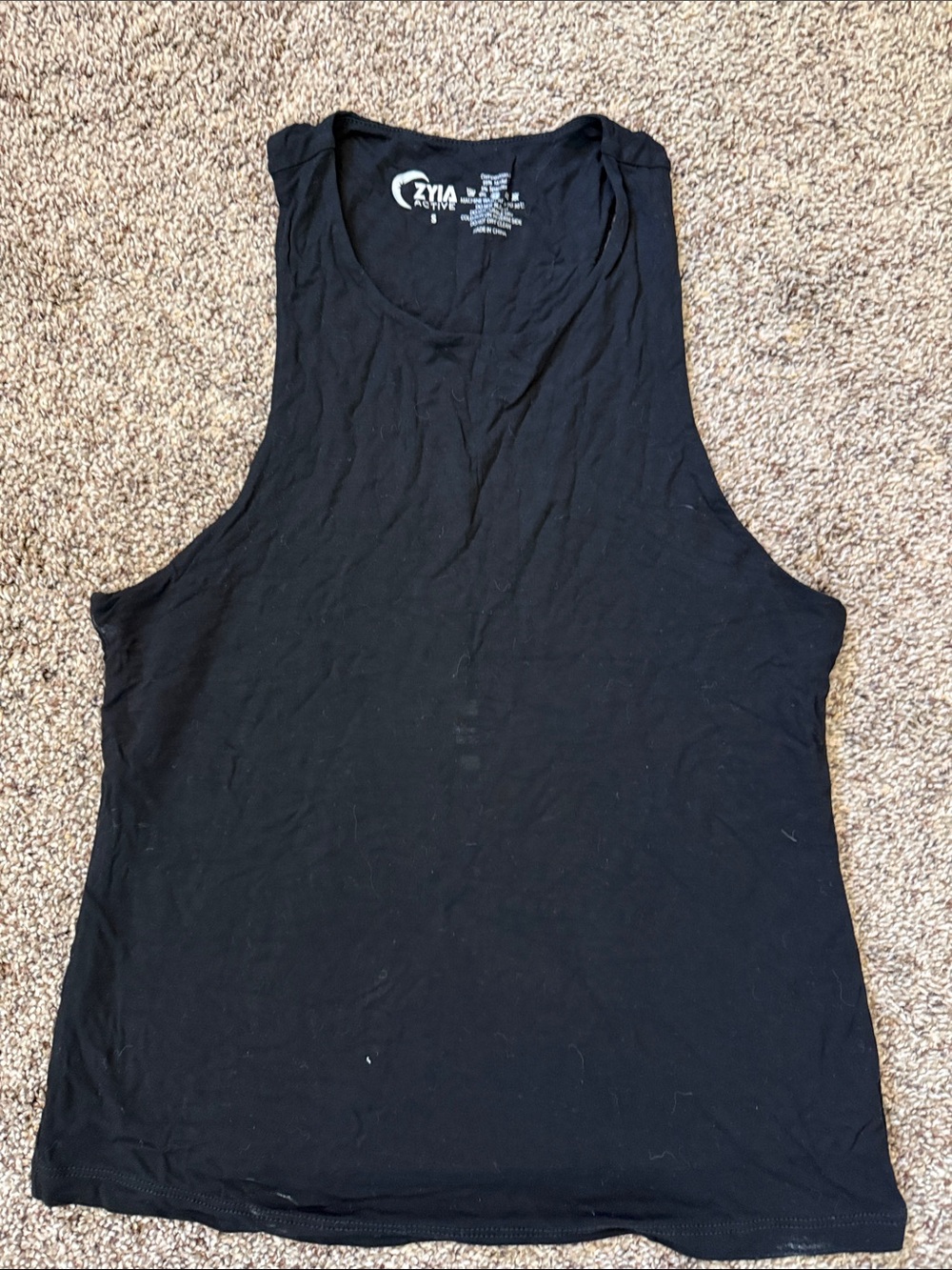 ZYIA Black Women's Scoop Neck Double Layer Tank Top